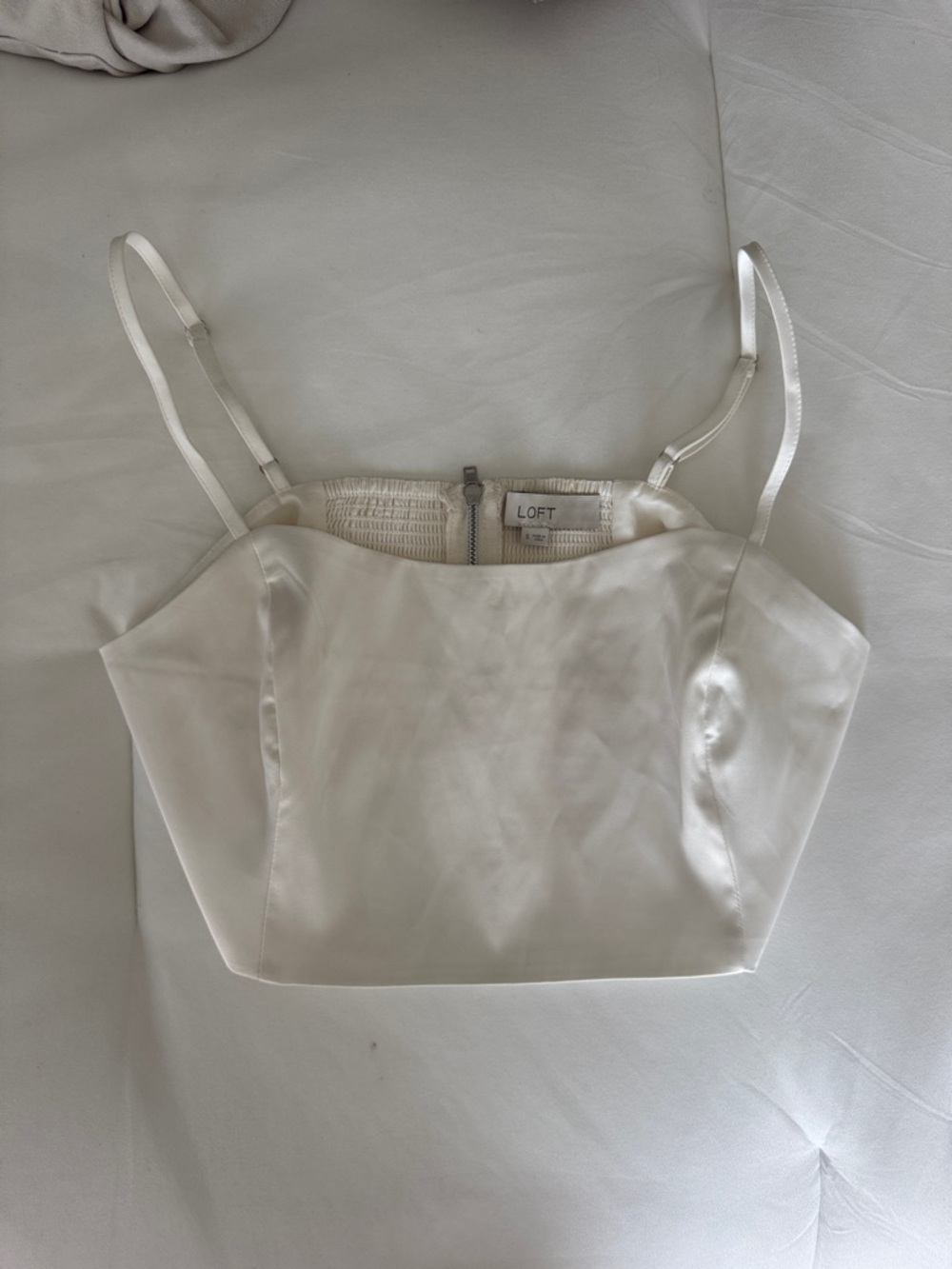 LOFT Ivory Satin Cami with Adjustable Straps